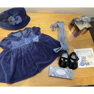 American girl bitty baby purple velveteen holiday set